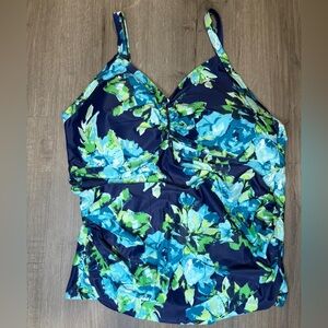 Floral Blue and Green Kids One Piece